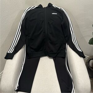 adidas Black and White Track Pants & Jacket Set